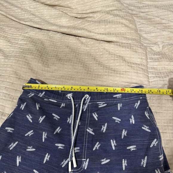 Johnnie-O Swim Trunks Mens Small Navy Blue AOP Logo Lined Bathing Suit - Picture 8 of 10